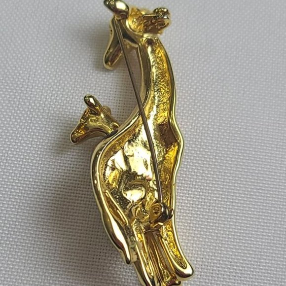 ✨ANNE KLEIN Gold Giraffe Brooch with Topaz & Citrine Colored Inlay ✨ - Picture 3 of 3